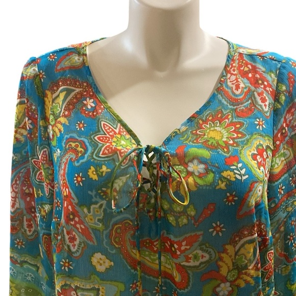 C.l.o.t.h.e.s. Sheer Boho Hippie Popover Top Bathing Suit Cover-Up, Size 2X - Picture 2 of 8